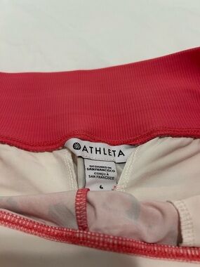 Athleta Coral Pink Ribbed Waistband Leggings